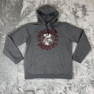 Wisconsin Badgers Hoodie Sweatshirt Mens Medium Gray NCAA College Under Armour